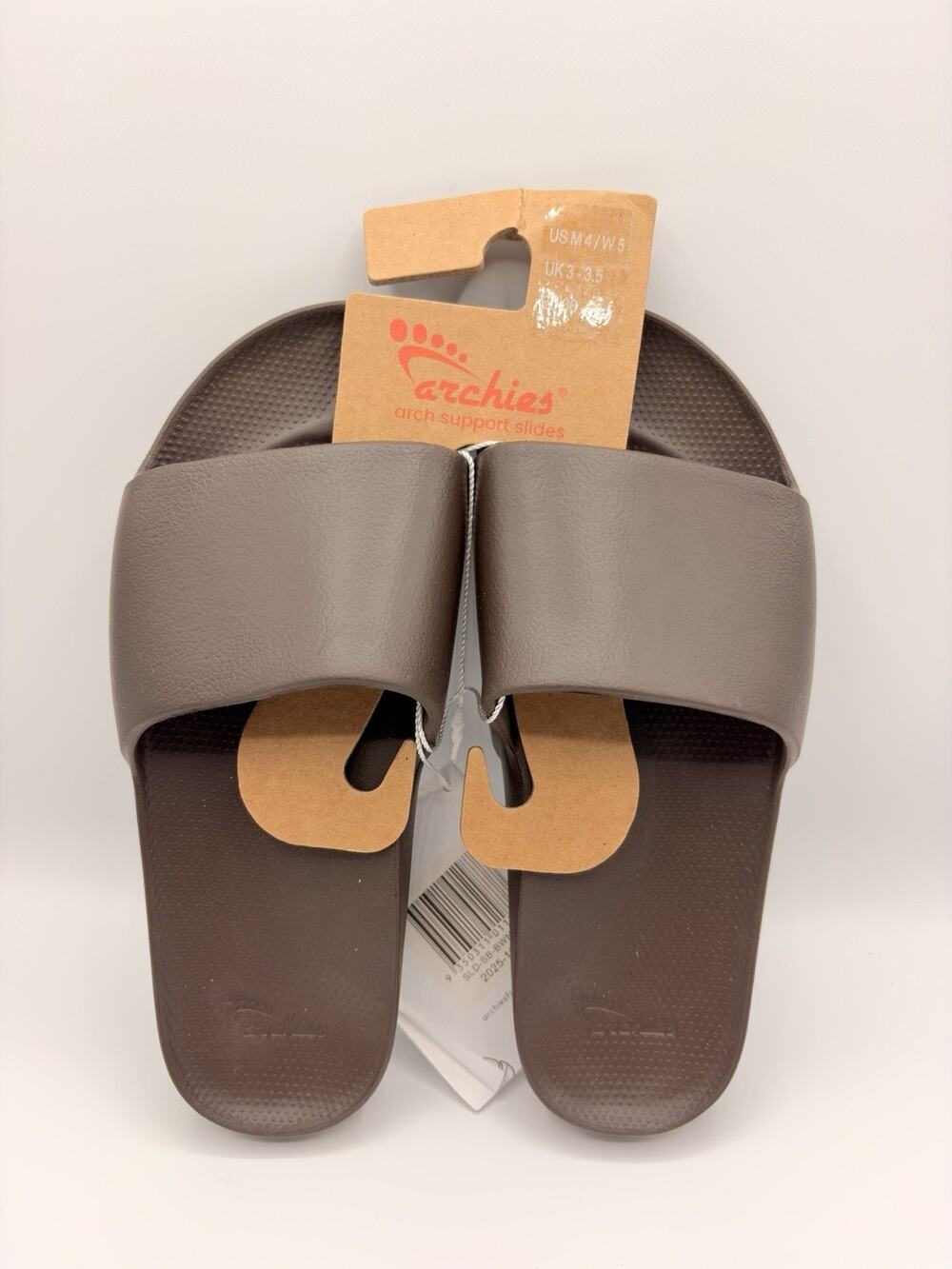 Archies Sliders Sandals Unisex Sz M4 W5 Chocolate Brown Arch Support Therapy NWT
